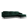 ECKSOFA Rechts Samt Stoff Grün - Dunkelgrün/Schwarz, Textil/Metall (264/160cm) - Makamii