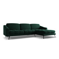 ECKSOFA Rechts Samt Stoff Grün - Dunkelgrün/Schwarz, Textil/Metall (264/160cm) - Makamii