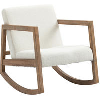 SCHAUKELSTUHL 81/60/71 cm cremeweiß aus Kautschukholz gepolstert - Creme, Textil (81/71/60cm) - OKWISH