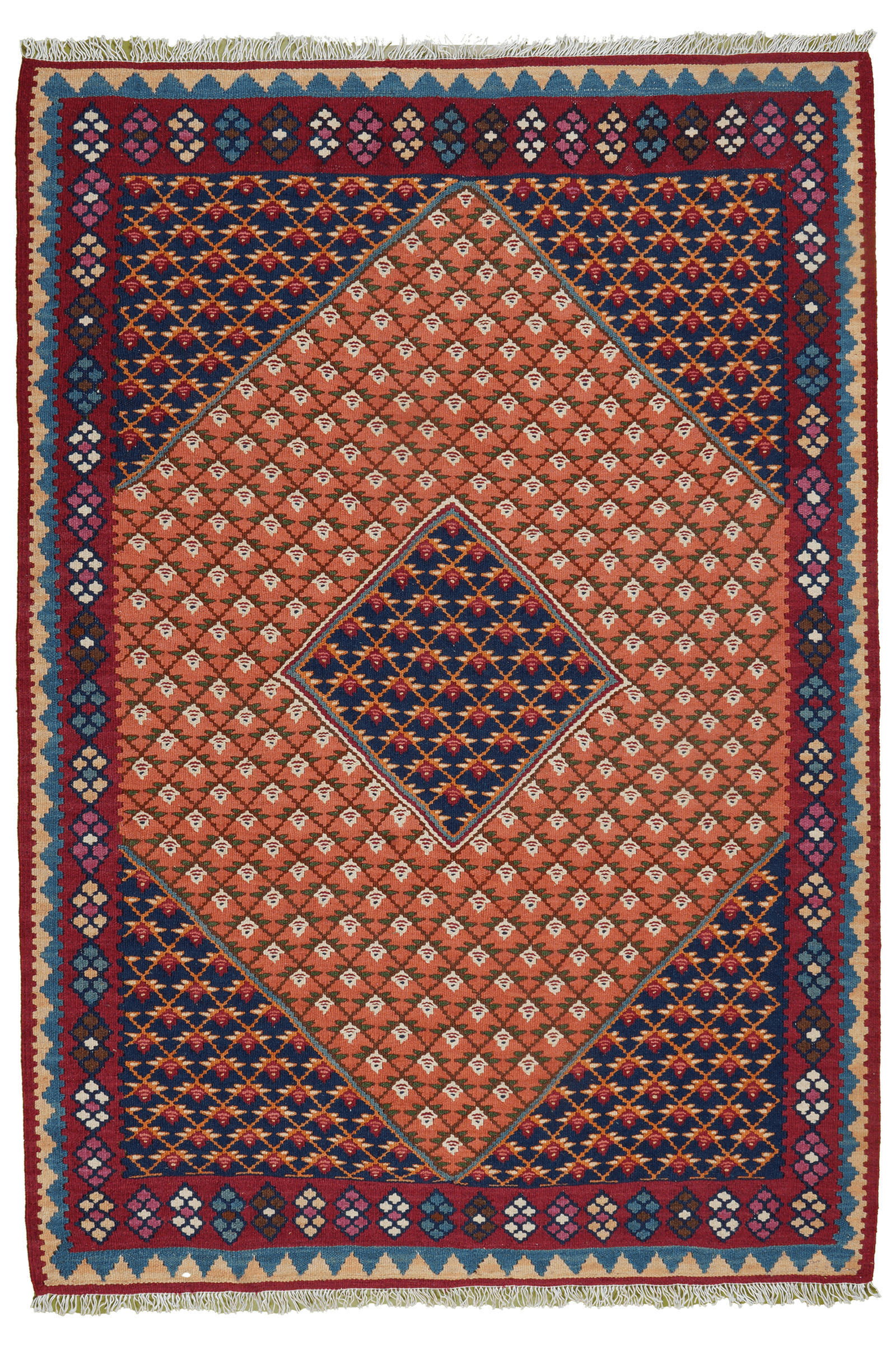 HANDWEBTEPPICH Kelim Senneh Orange 154/107 cm Schurwolle - Orange, Textil (107/154cm) - Looma