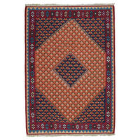 HANDWEBTEPPICH Kelim Senneh Orange 154/107 cm Schurwolle - Orange, Textil (107/154cm) - Looma