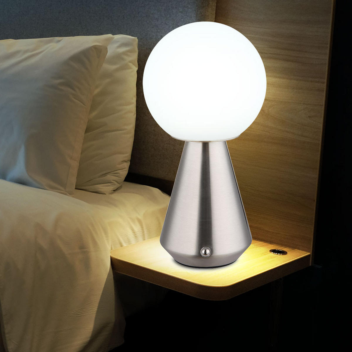 LED TISCHLEUCHTE Silber Opal - Silberfarben, Metall (12/12/23.5cm) - Globo Lighting