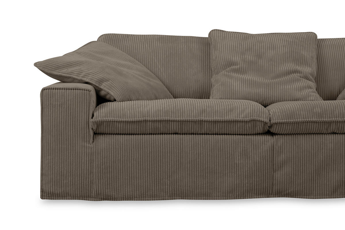 SOFA NETTA Braun Cord - Dunkelbraun/Braun, Birkenholz/Textil (226/90/116cm) - KAWOLA
