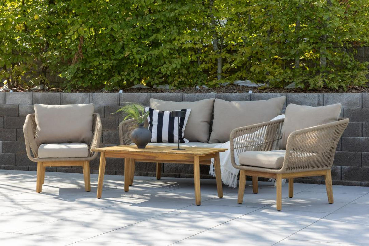 LOUNGE-SET, Chania, Braun, Akazie., 60 x 110 x 45 cm, 4-teilig - Braun, Holz - ebuy24