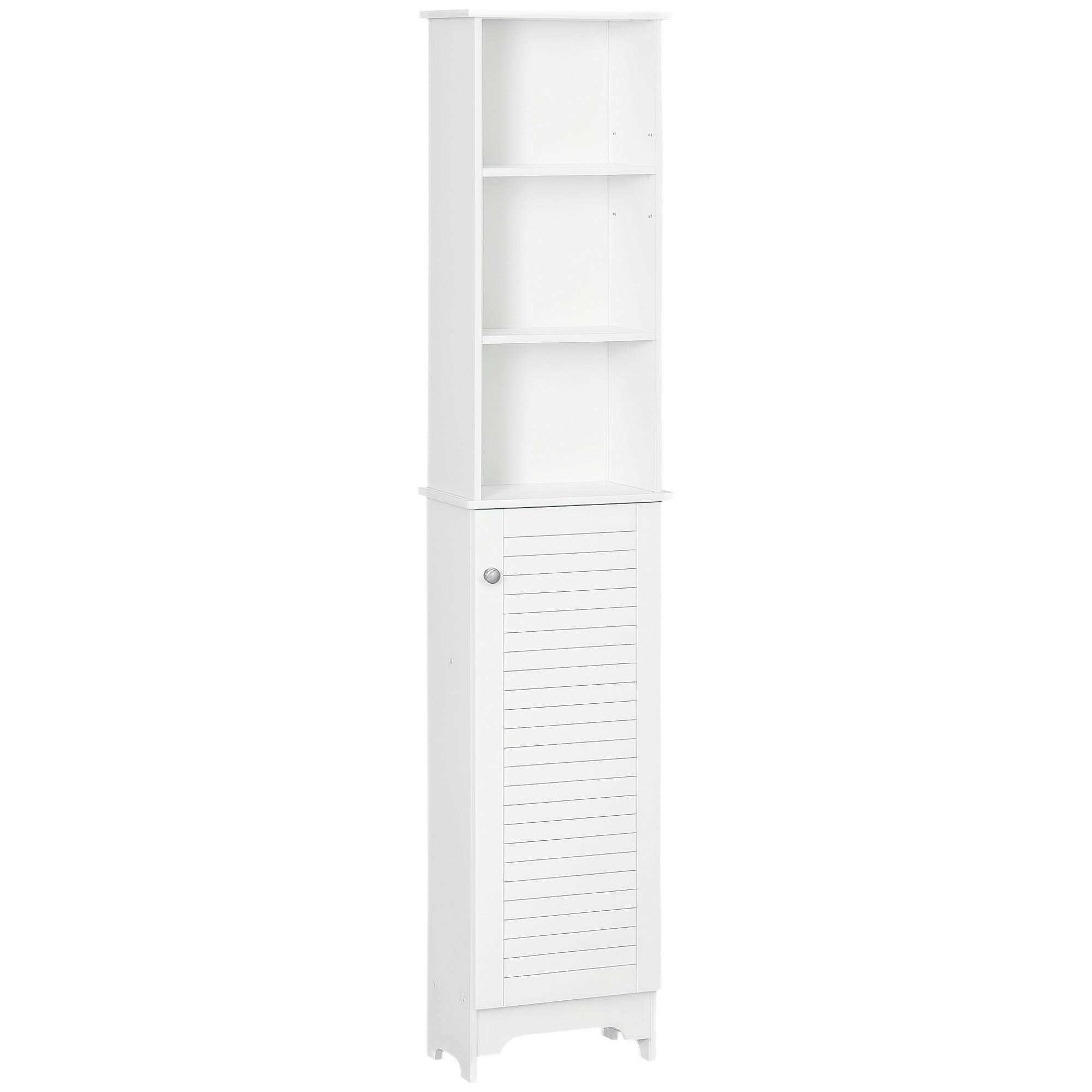 HOCHSCHRANK DE-12346 mit Jalousietür und 3 Nischen Weiß - Weiß, Holzwerkstoff (50.8/419.1/86.36cm) - ComfortXL