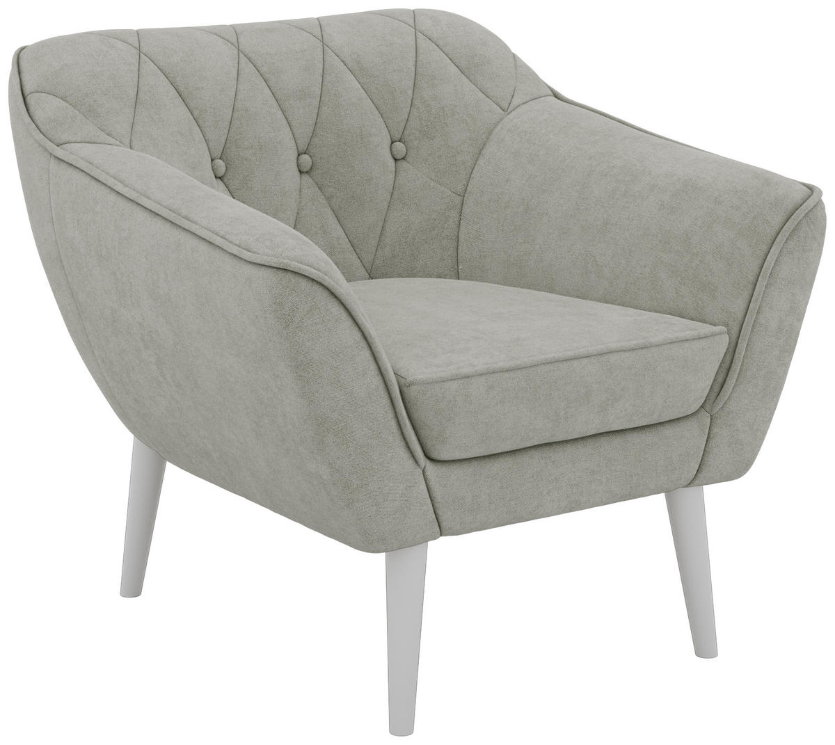 KRESLO PIRS - Svetlosivá Štruktúrovaná látka - Biele nohy - biela/svetlosivá, kompozitné drevo/textil (80/75/74cm) - MKS