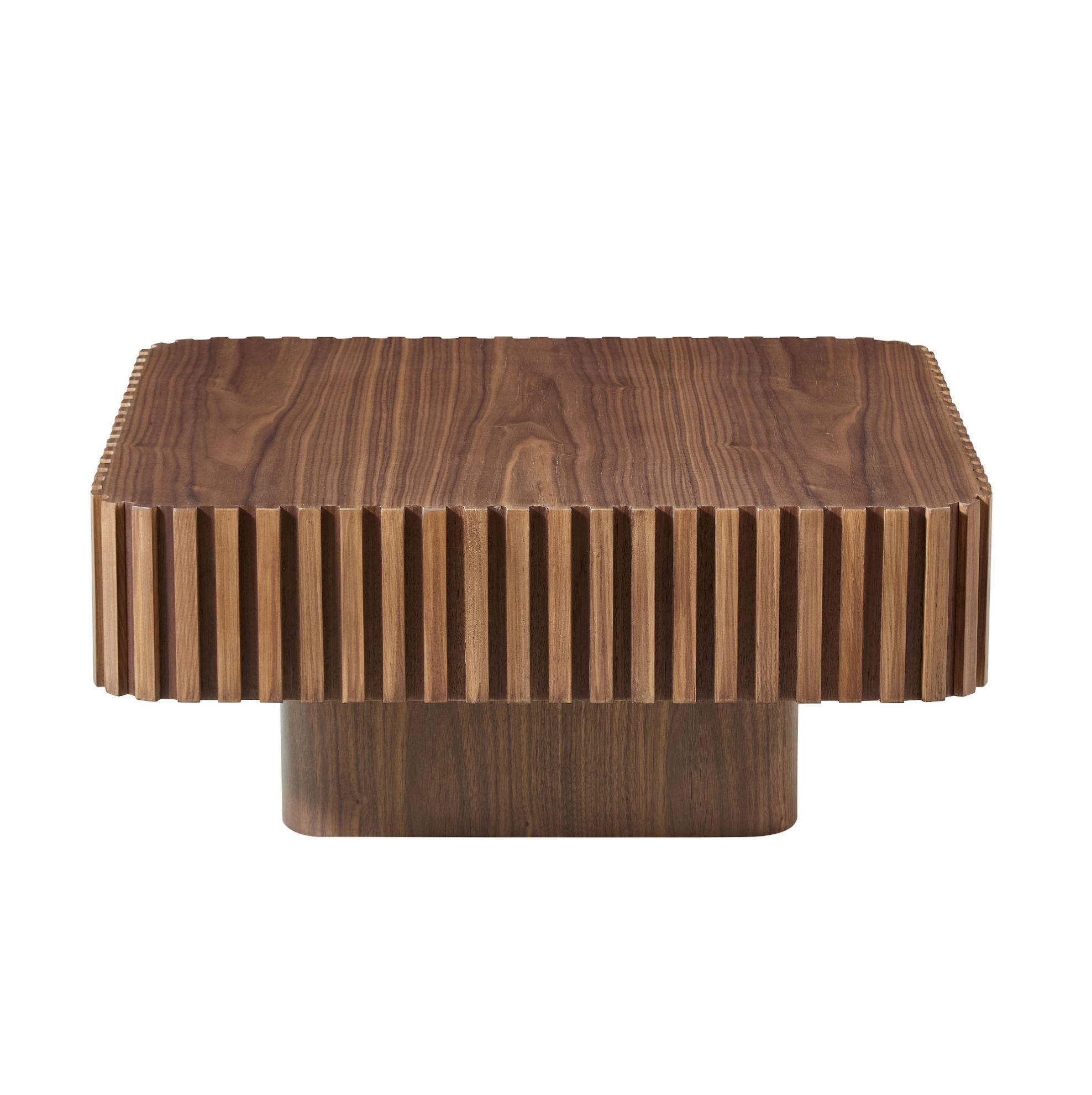 COUCHTISCH 80/80/35 cm quadratisch mit Massivholzrahmen und Nussbaum-Furnier, Walnuss - Walnussfarben, Holzwerkstoff (80/80/35cm) - Redom