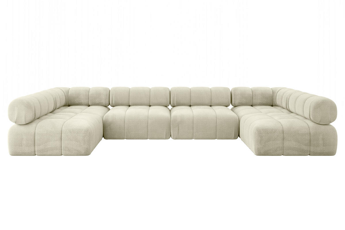 WOHNLANDSCHAFT modulares Sofa Garvo-U2 - 380x190x70 cm Beige Velours - Beige, Holzwerkstoff/Textil (380/70/190cm) - ALTDECOR