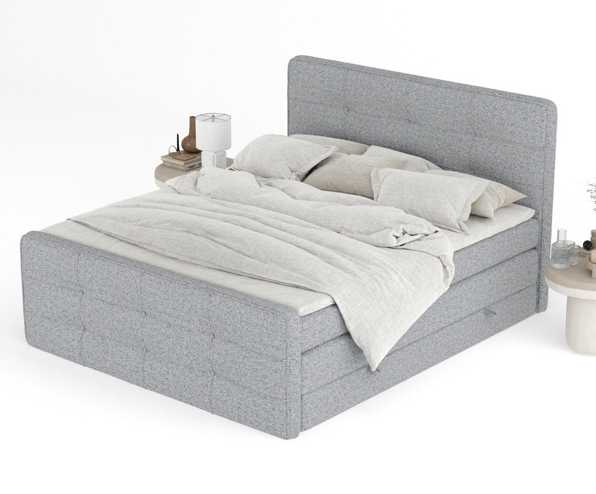 BOXSPRINGBETT Semplice Grau 200/200 cm - Schwarz/Grau, Holz/Holzwerkstoff (200/200cm) - Maison de Reve