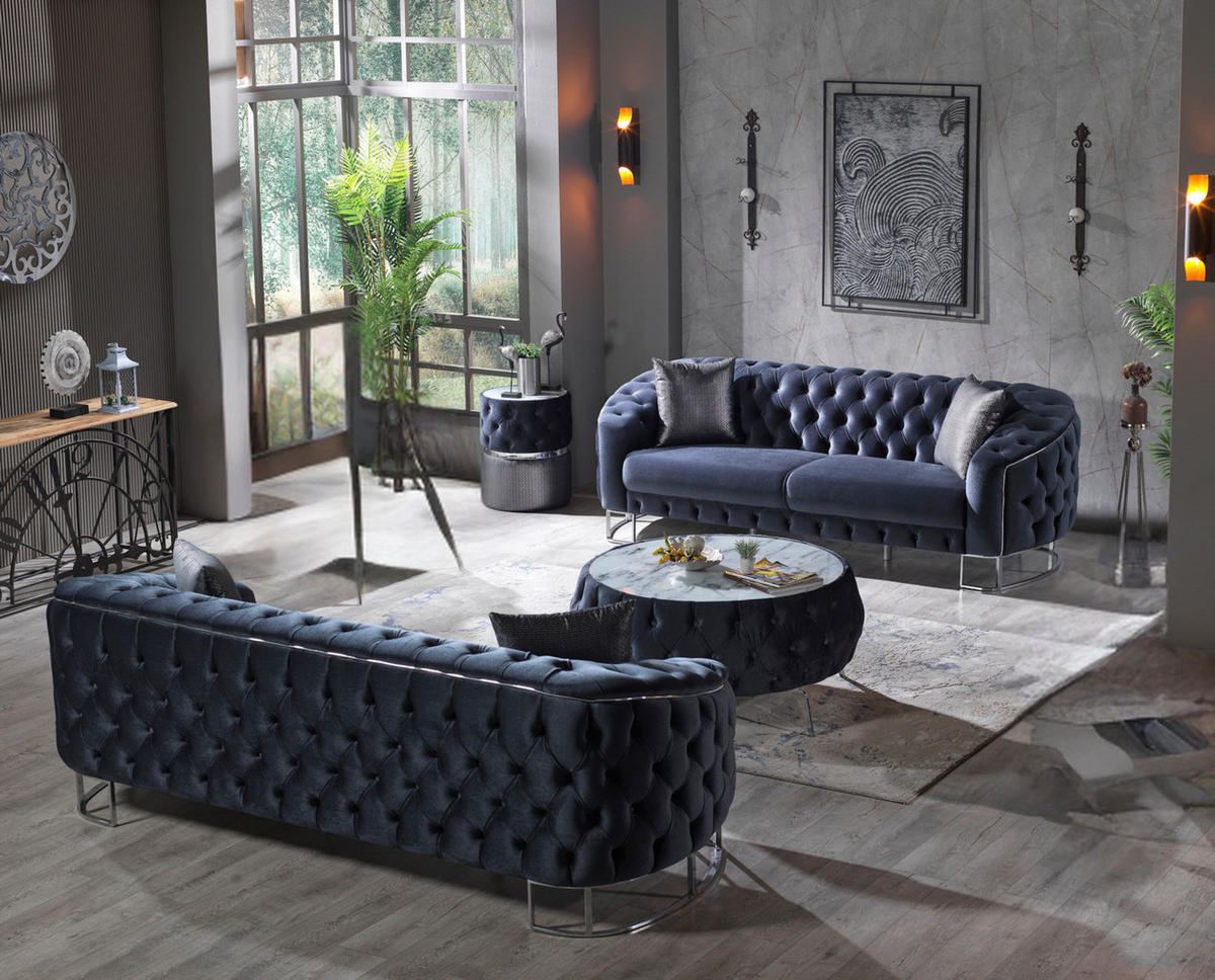 SITZGARNITUR Rocco Anthrazit Stellvariante:3+3 - Anthrazit, Holz (240/80/100cm) - Villa Möbel