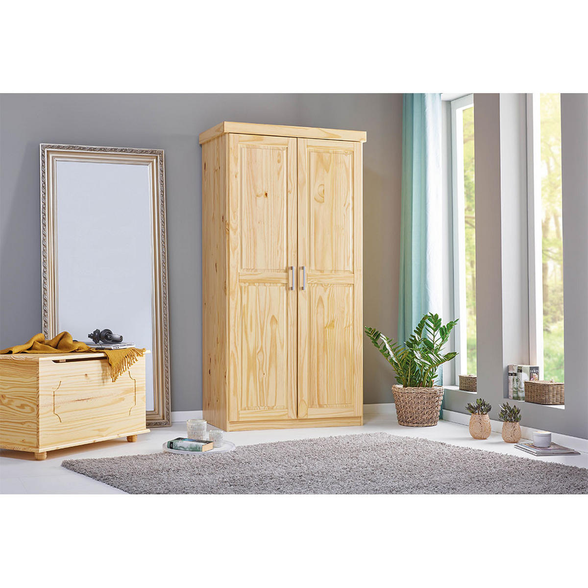KLEIDERSCHRANK Leovra Naturfarben 95/55/190 cm - Naturfarben, Holz (95/190/55cm) - ebuy24