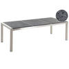 GARTENTISCH Edelstahl/Naturstein schwarz geflammt 220/100 cm Grosseto - Silberfarben/Schwarz, Stein (220/100/74cm) - Beliani