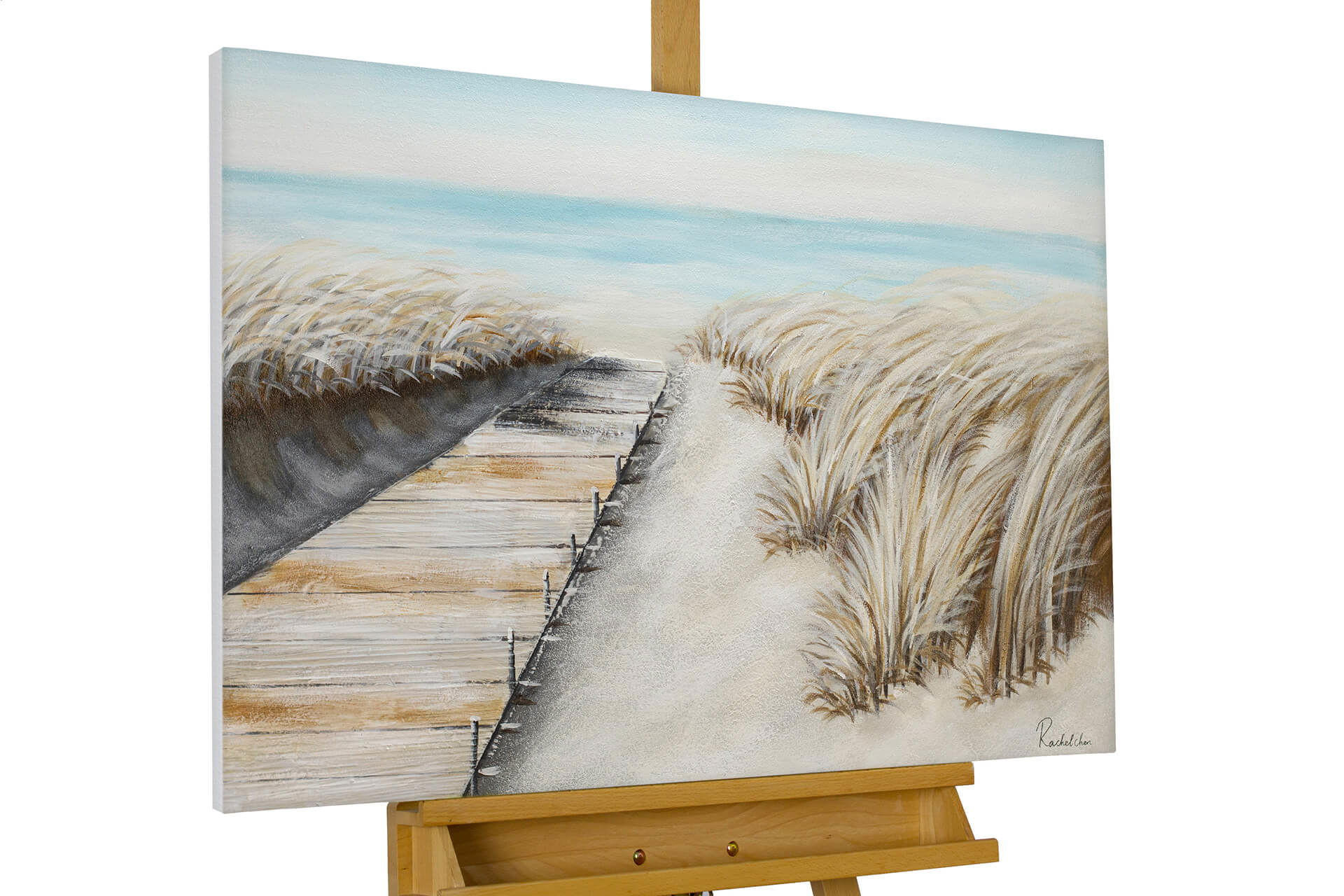 ACRYLBILD HANDGEMALT 90/60 cm - Beige, Holz/Textil (1.5/60cm) - KUNSTLOFT