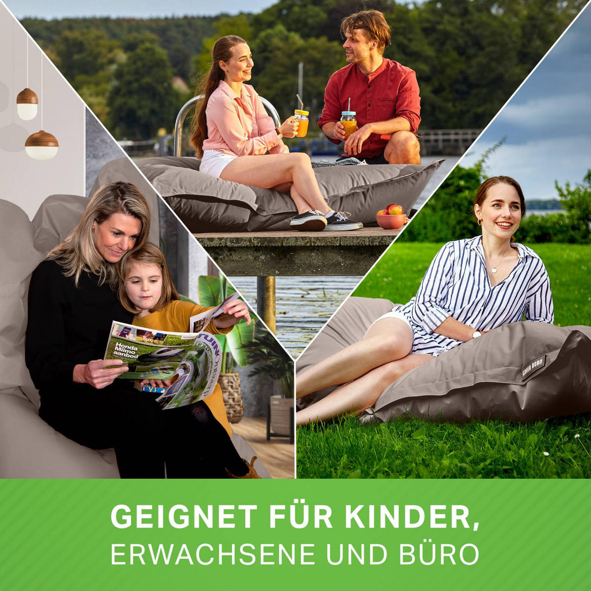 RIESEN-SITZSACK "Square" 140x180cm 380 L - Dunkelbraun, Textil (140/25/180cm) - Green Bean