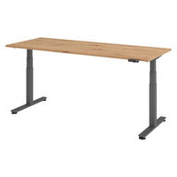 SCHREIBTISCH elektrisch XDSM 80/200/74 cm in Wildeiche/Graphitfarben - Wildeiche/Graphitfarben, Holzwerkstoff (80/200/74cm) - bümö