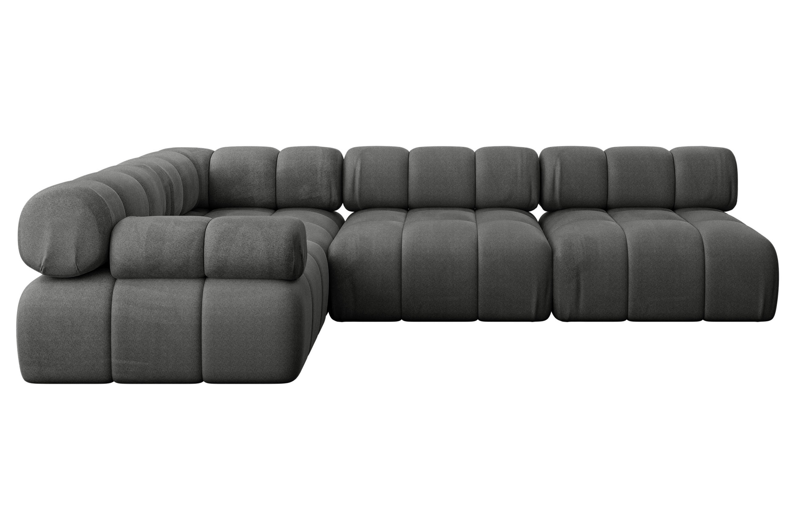 ECKSOFA modulares Sofa Mende-L2 - 285x190x70 cm Dunkelgrau Velours - Dunkelgrau, Holzwerkstoff/Textil (285/190cm) - ALTDECOR