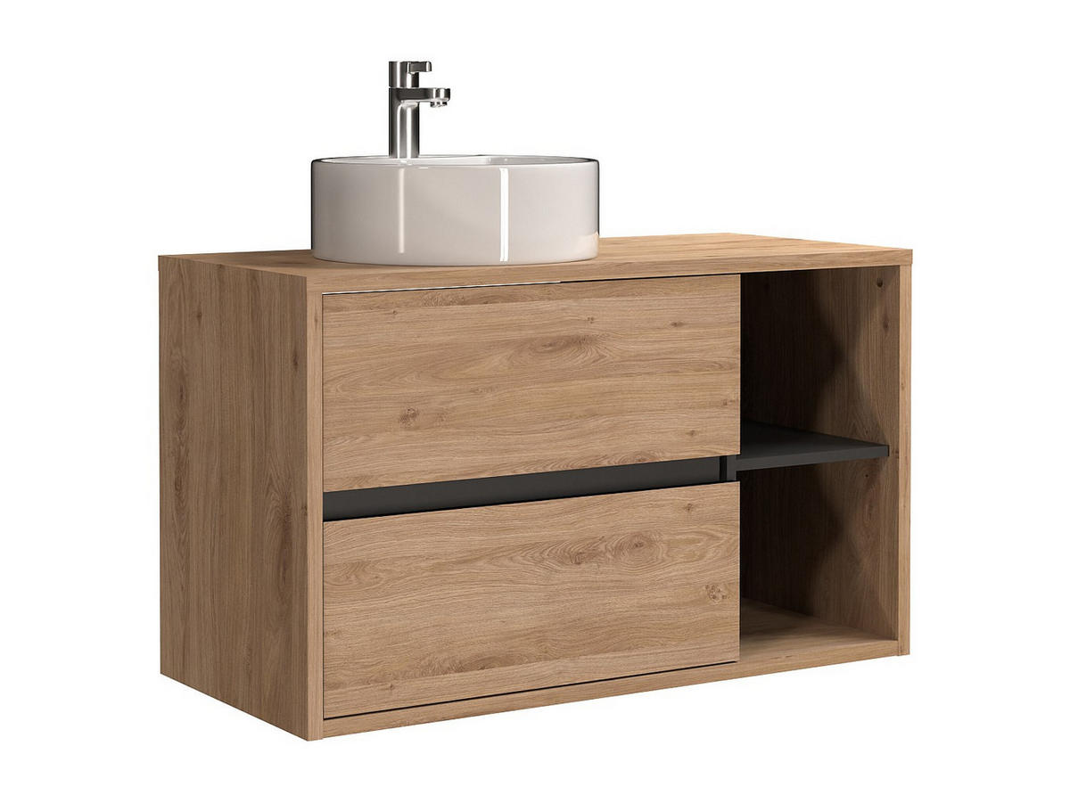 EINZELWASCHTISCH - 100 cm x 45.5 cm - Holz, Platte - Naturfarben Hell - PURNAL - Naturfarben, Holz (100/60/45.5cm) - Vente-Unique