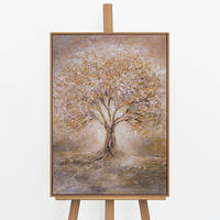 GEMÄLDE Baum des Lichts Schattenfugenrahmen Eichefarben 70x50 cm - Eichefarben, Holz (70/50cm) - YS-art gallery