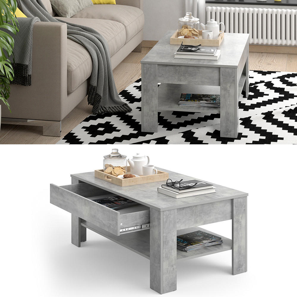 COUCHTISCH Milan Beton 92.2 x 65 cm - Grau, Holzwerkstoff (65/92.2/48cm) - Vicco