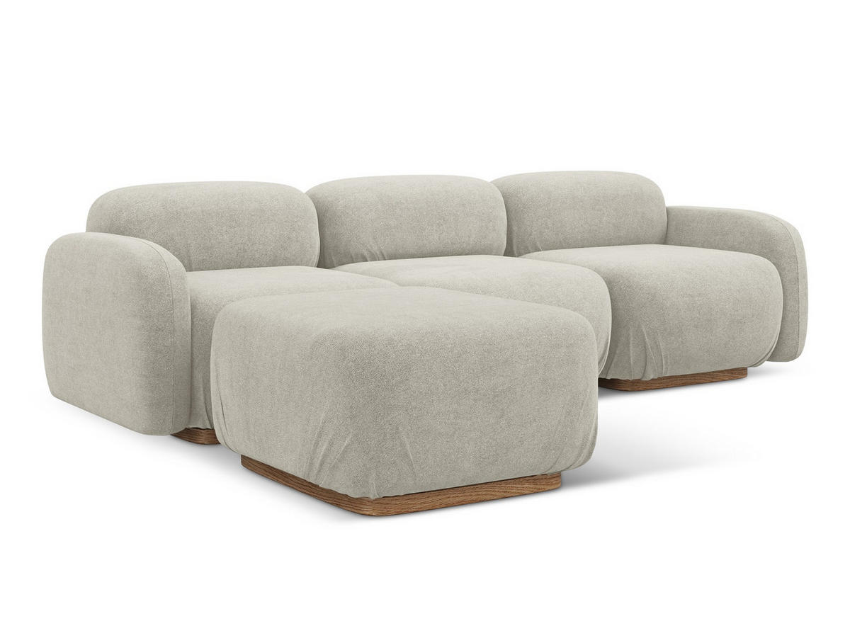 ECKSOFA Beidseitig Bouclé Stoff Beige - Beige/Creme, Holz/Textil (270/190cm) - Makamii