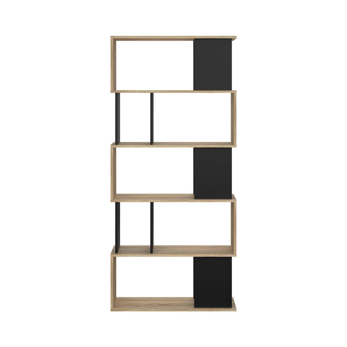 BÜCHERREGAL Eiche, Schwarz 29.5/80/173.5 cm - Braun, Holzwerkstoff (80/174/30cm) - DMORA