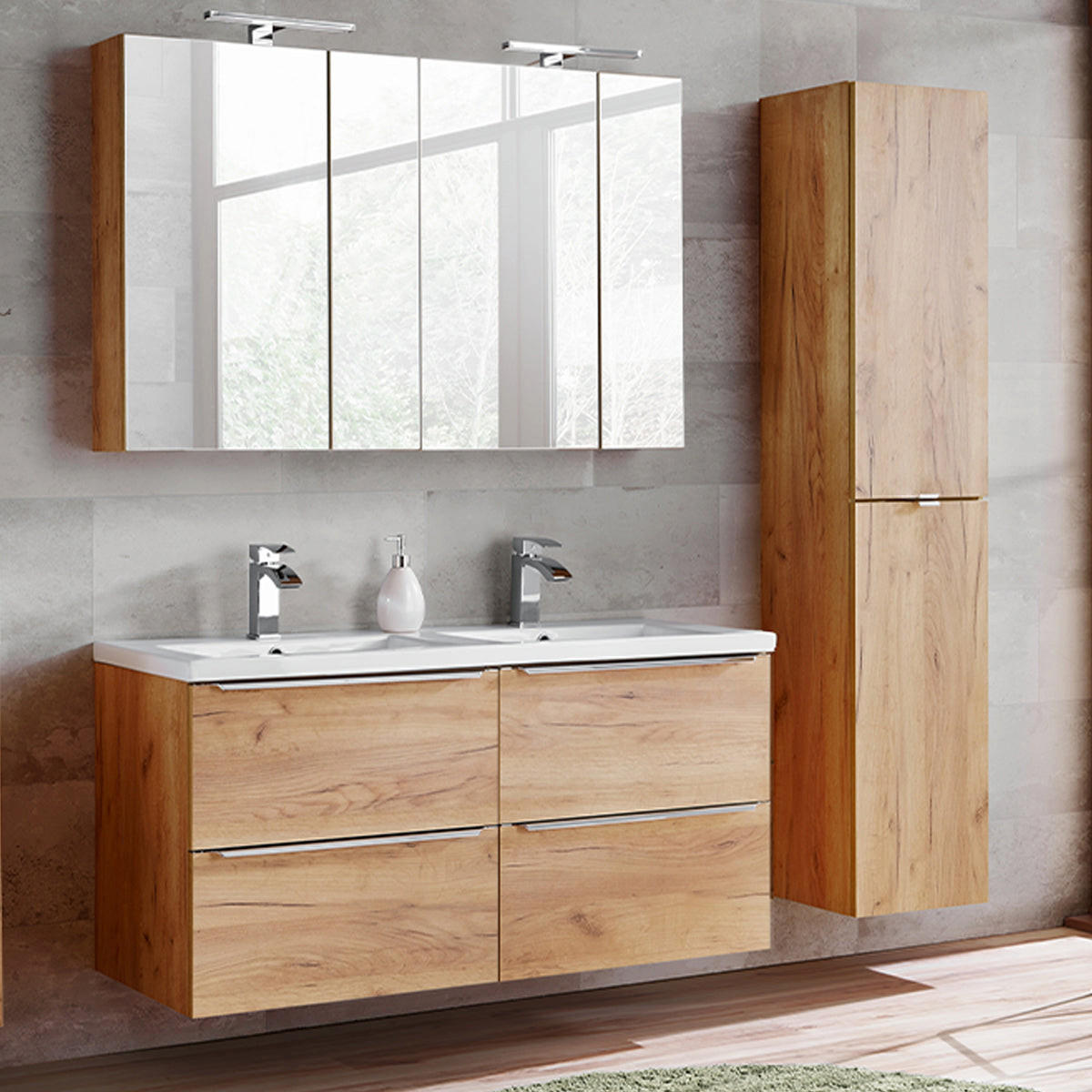 BADMÖBEL 120cm April 2er-Set Holz - Braun, Holzwerkstoff (120/57/46cm) - Petits-meubles