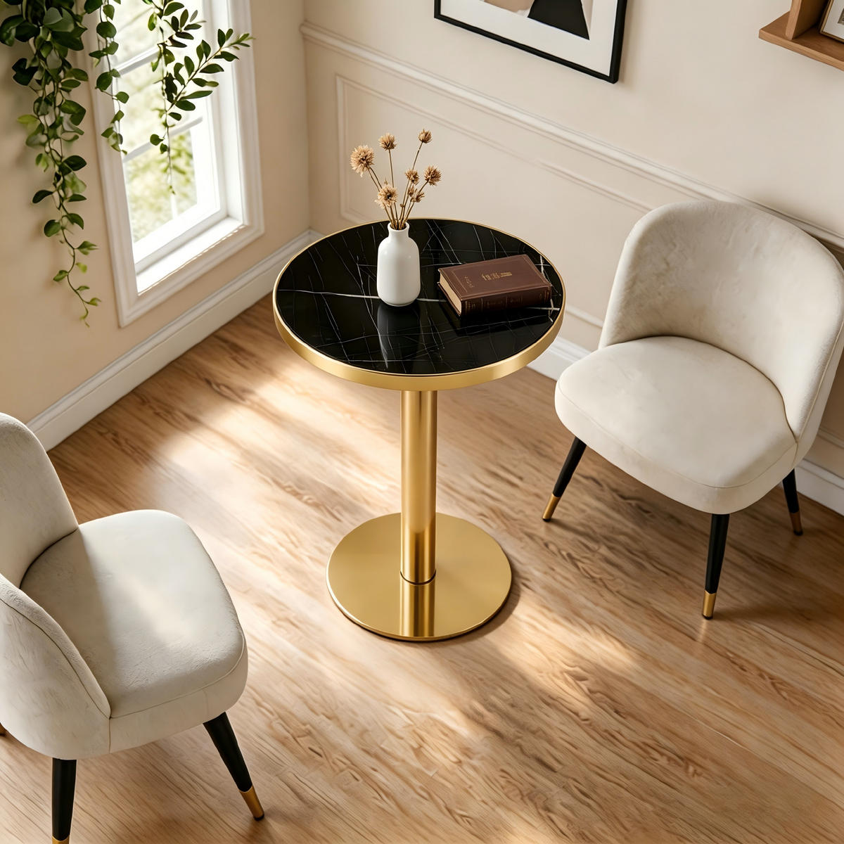 BEISTELLTISCH Schwarz/Gold, 59,5/59,5/73,5 cm - Schwarz, Holzwerkstoff (59.5/59.5/73.5cm) - PANGIVO