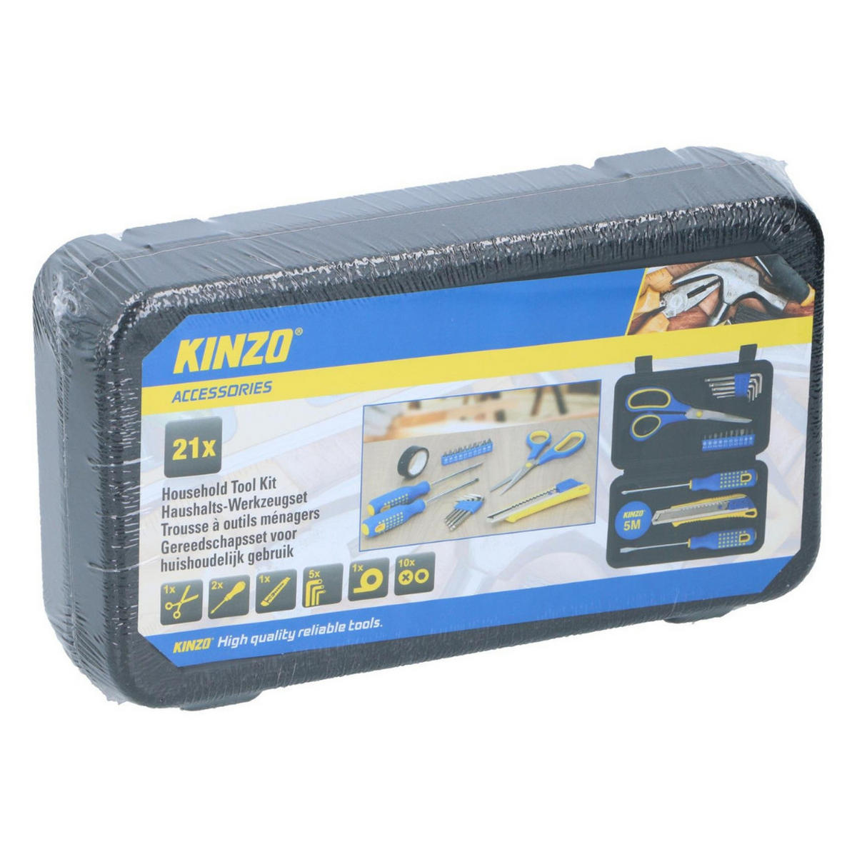 WERKZEUGSET Schwarz 21-teilig mit Schraubendreher Bits Schere Koffer - Schwarz, Kunststoff (23/6/13cm) - Kinzo