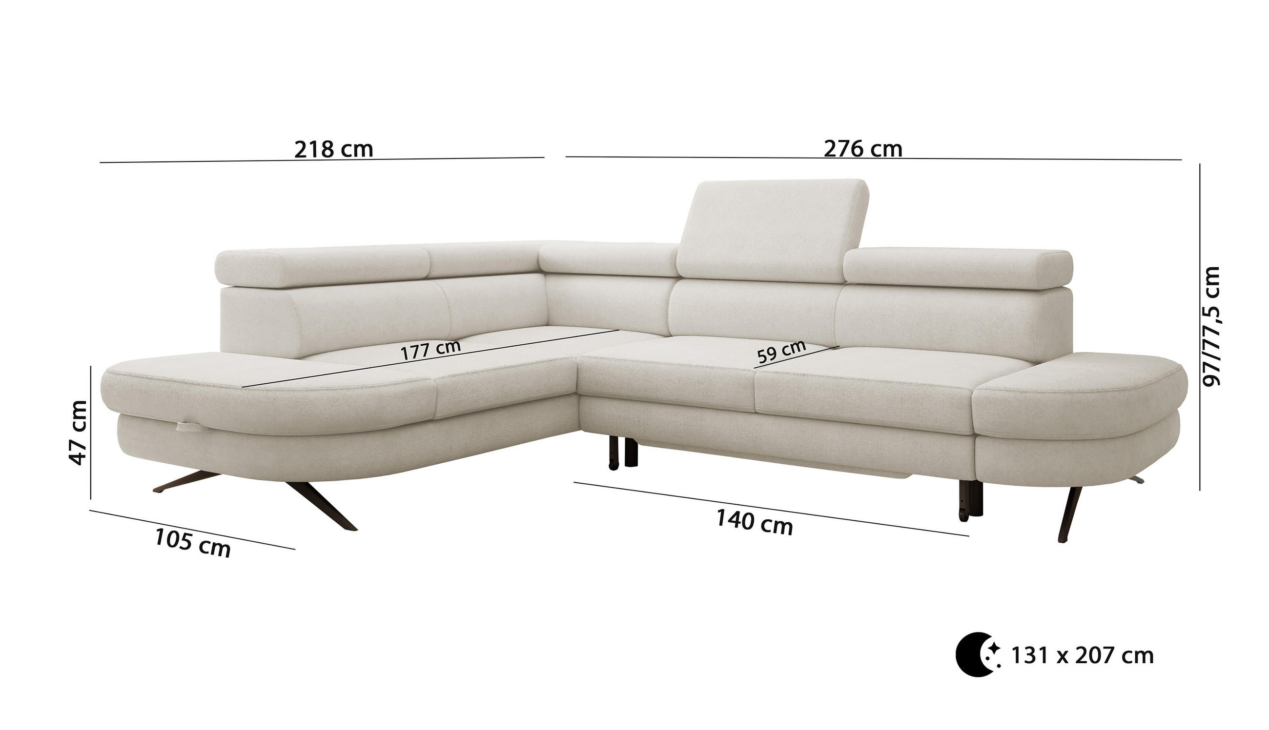 Thumbnail - DomoHome Ecksofa, Lila, Textil, Rechteckig, 276x218 cm, Wohnzimmer, Sofas & Couches, Wohnlandschaften, Ecksofas