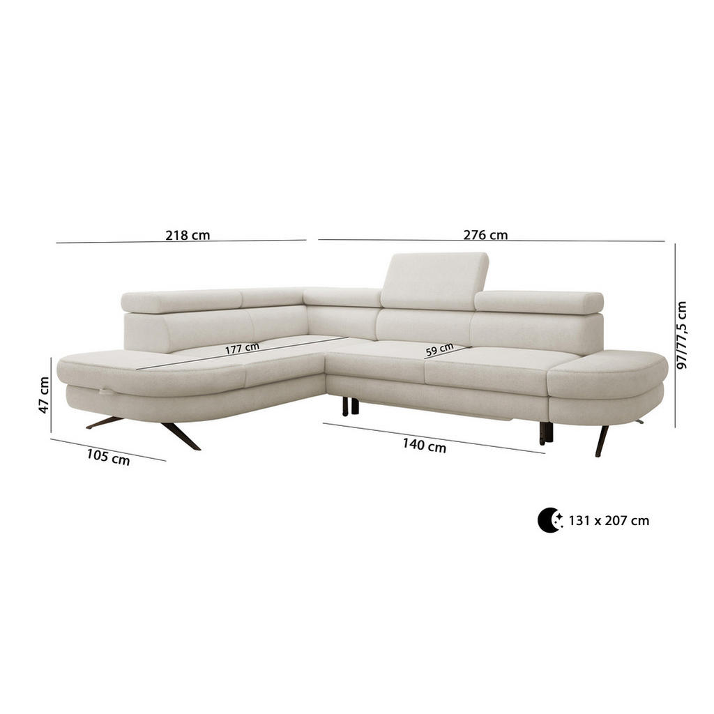 Thumbnail - DomoHome Ecksofa, Beige, Textil, Rechteckig, 276x218 cm, Wohnzimmer, Sofas & Couches, Wohnlandschaften, Ecksofas