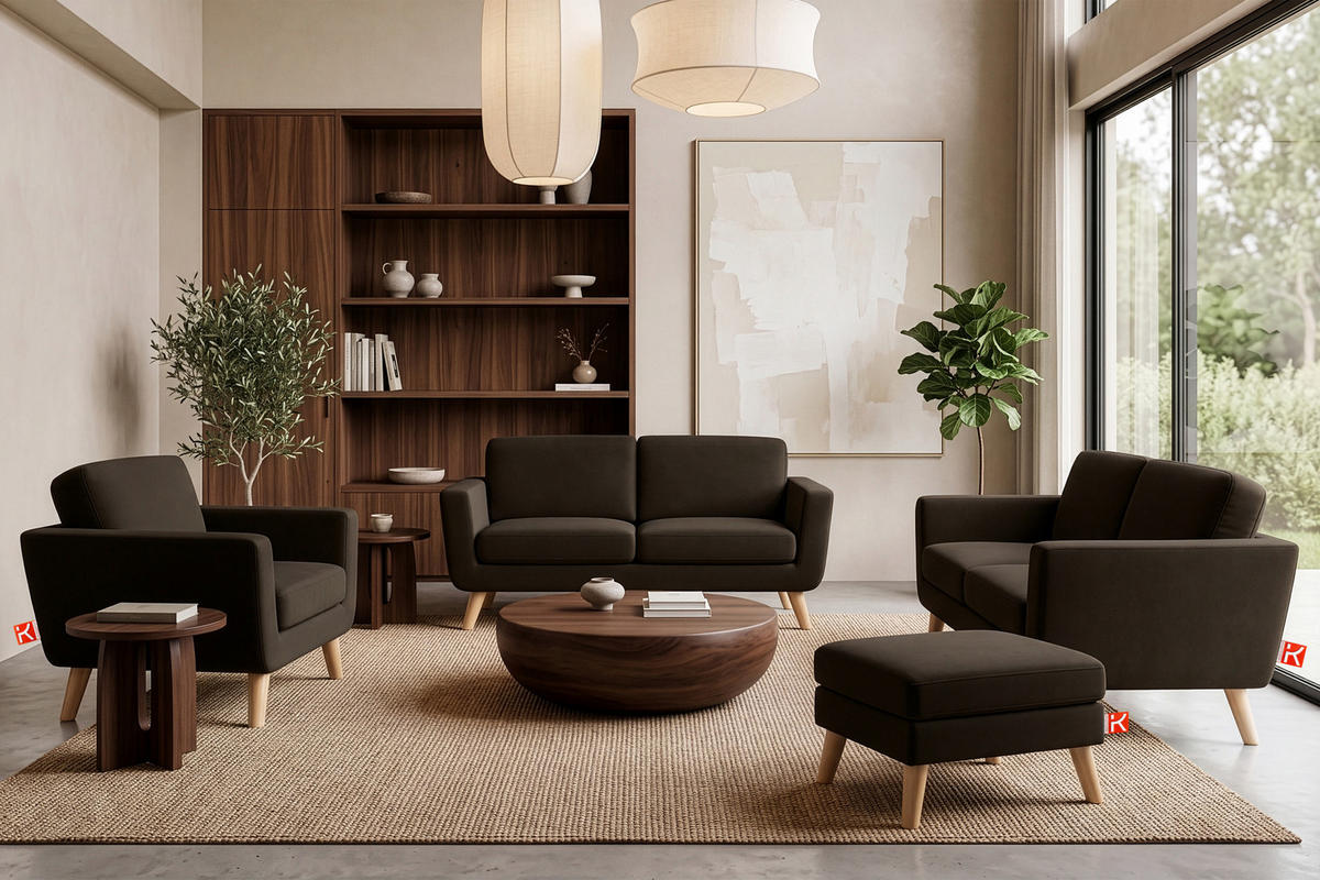 SESSEL TAGIO Massivholz-Beine, braun - Dunkelbraun/Braun, Buchenholz/Textil (86/80/88cm) - KONSIMO®