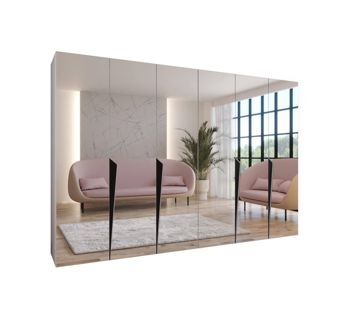 DREHTÜRENSCHRANK 202/300/52 6-türig - Schwarz/Weiß, Holz/Metall (300/202/52cm) - Abiks Möbel