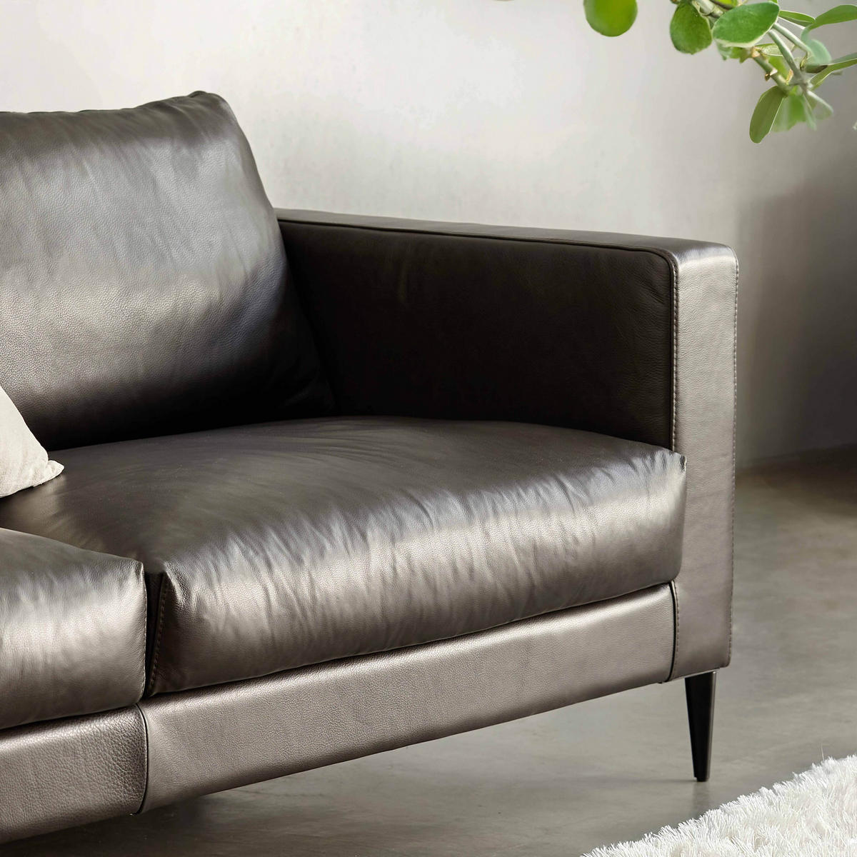 3-SITZER-SOFA, Leder, Schwarz - Schwarz, Leder (102/85/220cm) - Oviala