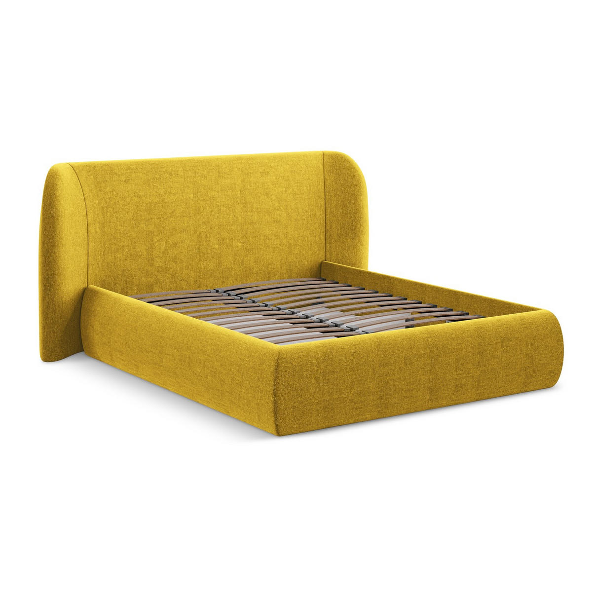 POLSTERBETT mit Bettkasten und Lattenrost 190x215 Gelb - Currygelb/Gelb, Kunststoff/Textil (140/200cm) - LaMiaSofa