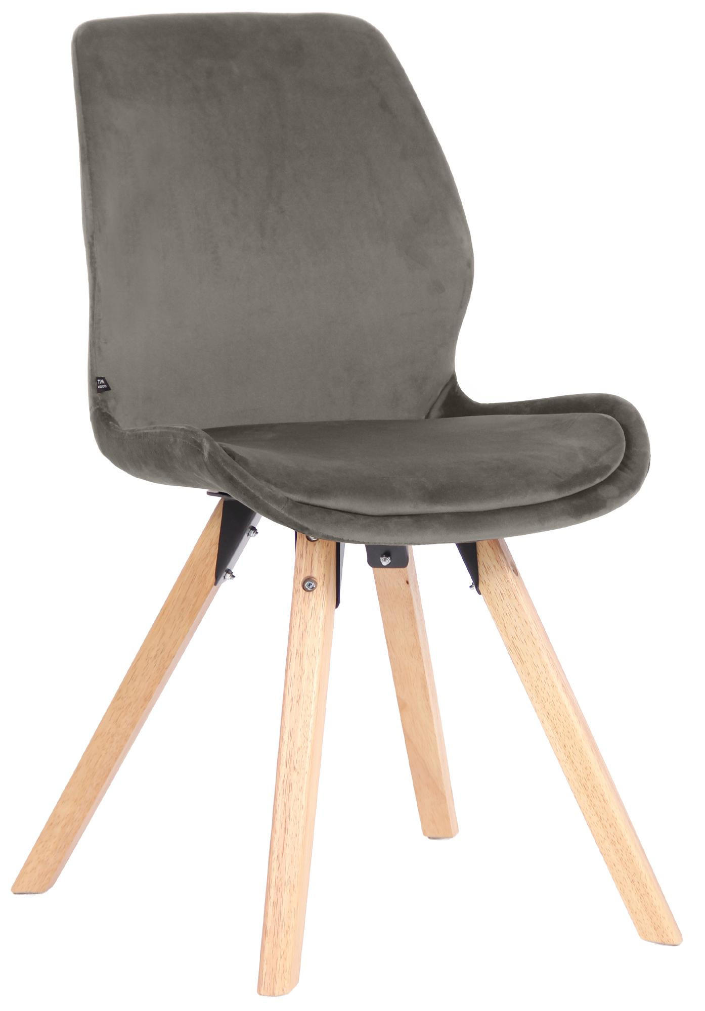 STUHL Samt Grau - Eukalyptusholzfarben/Grau, Holz/Textil (49/87/58cm) - CLP
