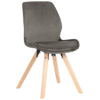 STUHL Samt Grau - Eukalyptusholzfarben/Grau, Holz/Textil (49/87/58cm) - CLP
