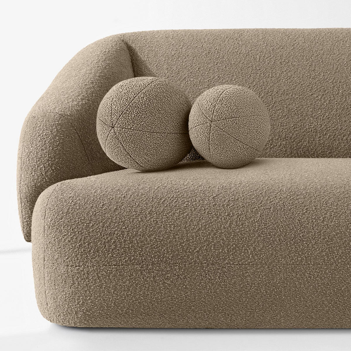 EINZELSOFA VIRA, Beige, Bouclé - Beige/Schwarz, Holz/Holzwerkstoff (210/84/100cm) - KONSIMO®
