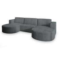 ROHOVÁ SEDAČKA VEZZO šedá - šedá, dřevo/textil (347/174cm) - MASSENO