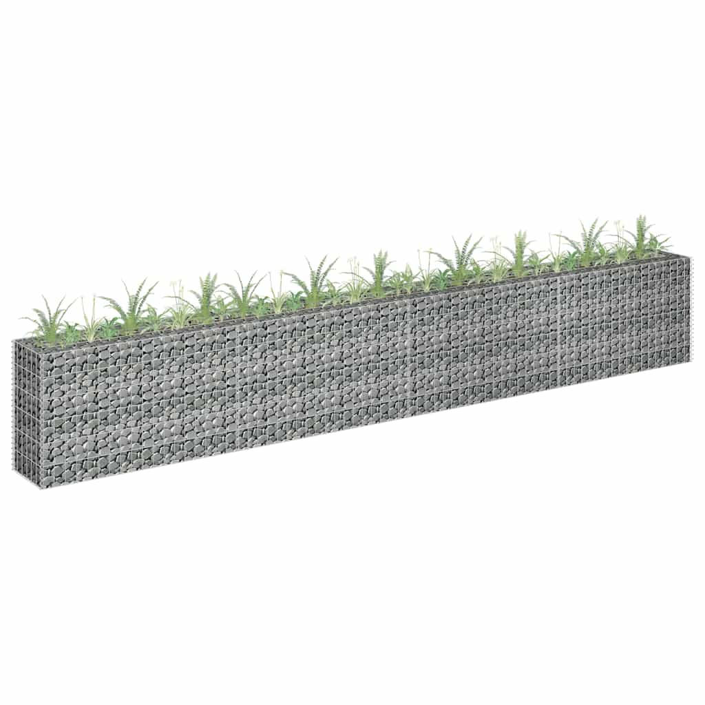 GABIONEN Hochbeet ROON aus Stahl | 360x30x60cm | Steinkorb Gabionengitter - Silberfarben, Metall (360/60/30cm) - DELUKE