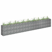 GABIONEN Hochbeet ROON aus Stahl | 360x30x60cm | Steinkorb Gabionengitter - Silberfarben, Metall (360/60/30cm) - DELUKE