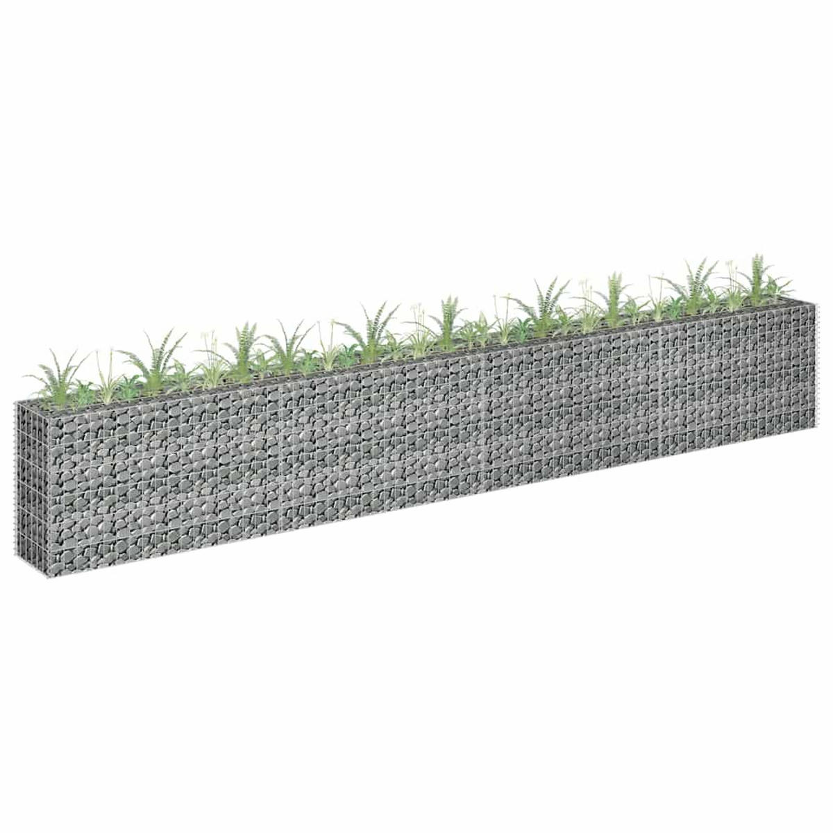 GABIONEN Hochbeet ROON aus Stahl | 360x30x60cm | Steinkorb Gabionengitter - Silberfarben, Metall (360/60/30cm) - DELUKE