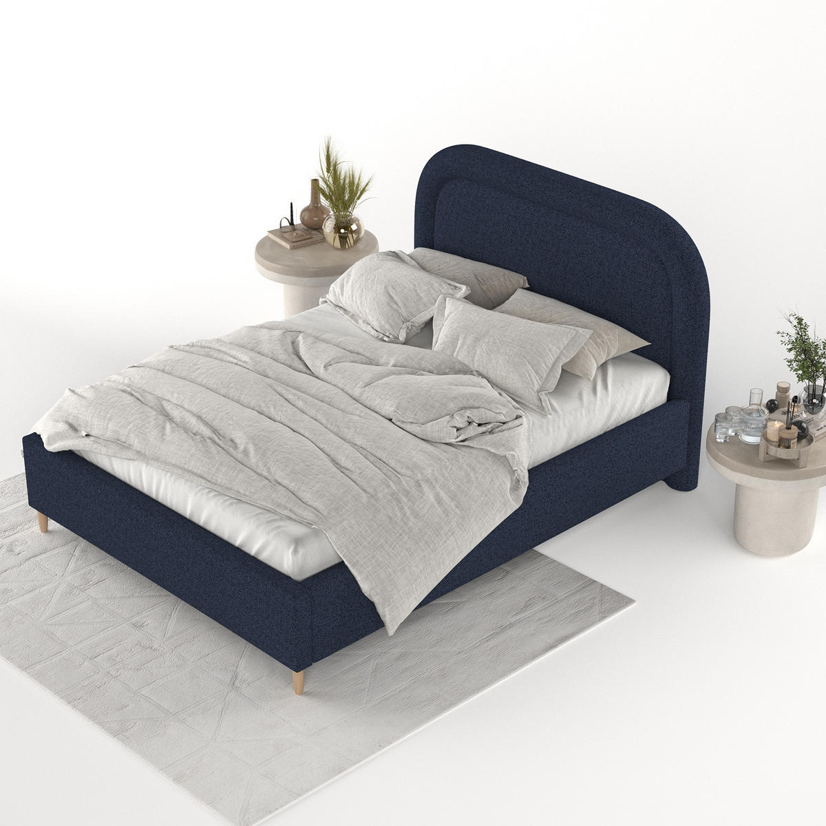 POLSTERBETT Zoya 120/200 cm Marineblau im Riva Stoff - Naturfarben/Dunkelblau, Holz/Holzwerkstoff (120/200cm) - AltaBeds