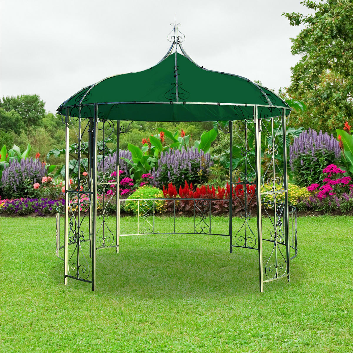 ERSATZDACH für die Pavillons Burma und Sumatra, Pavillondach rund, Durchmesser 300 cm, Frabe: grün - Grün, Kunststoff (300/0.3/300cm) - TPFGarden