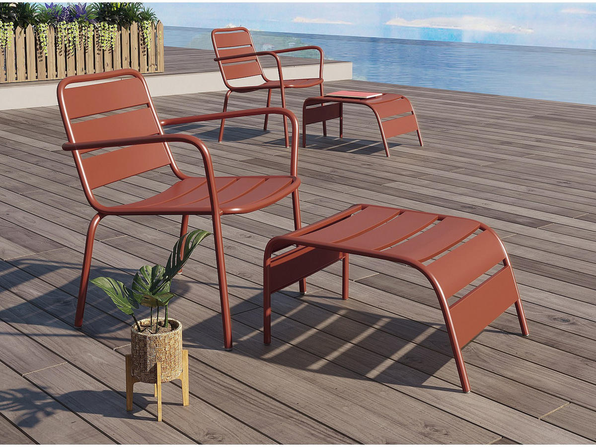 GARTENSESSEL - 50cm x 61.5cm - Stahl - terracotta - MIRMANDE - Terracotta, Metall (50/33/61.5cm) - Vente-Unique