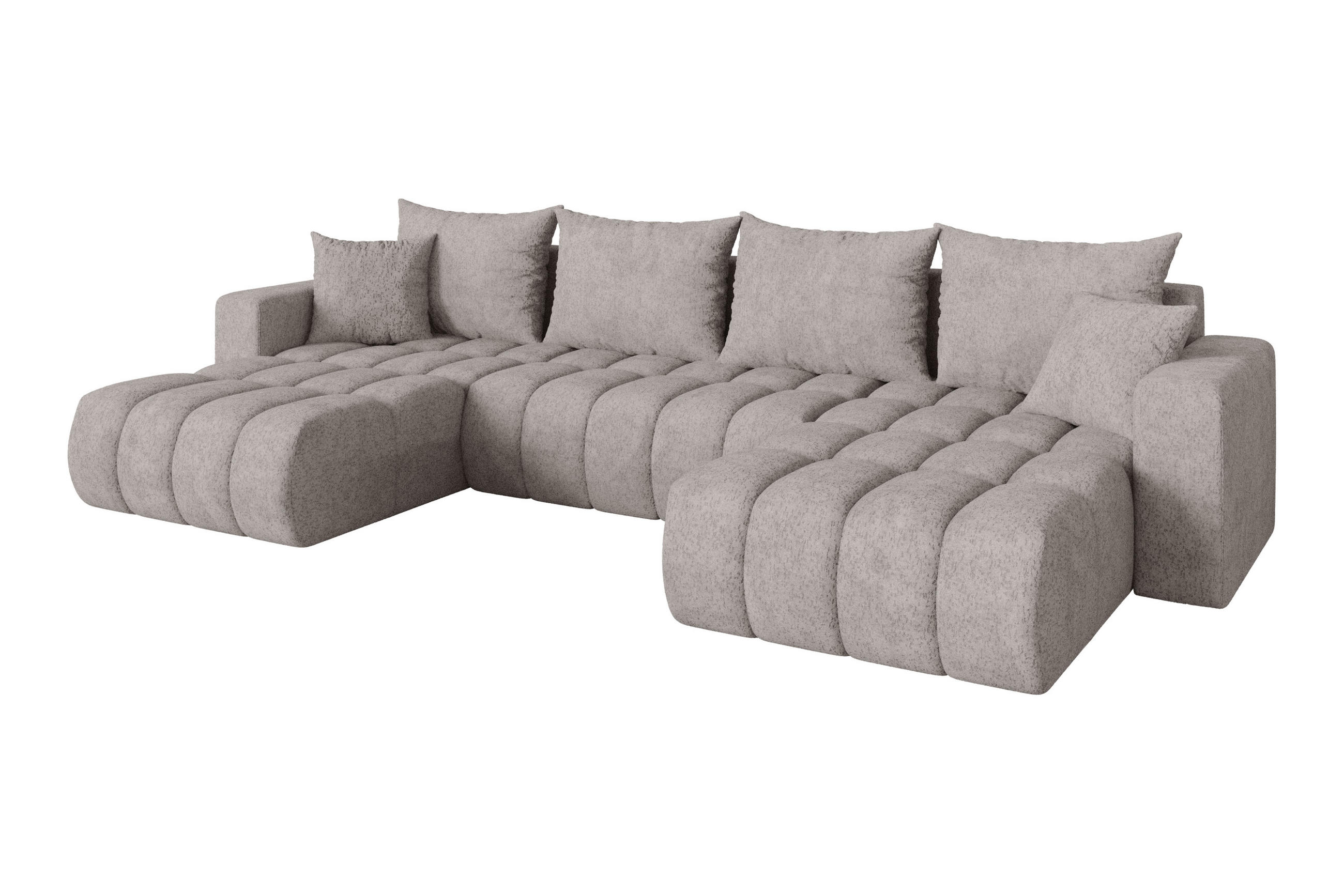 SEDACÍ SOUPRAVA DO U s funkcí spaní a úložným prostorem MILA-U-v1 378x194x86 světle šedá velur - černá/světle šedá, kompozitní dřevo/textil (378/86/194cm) - ALTDECOR