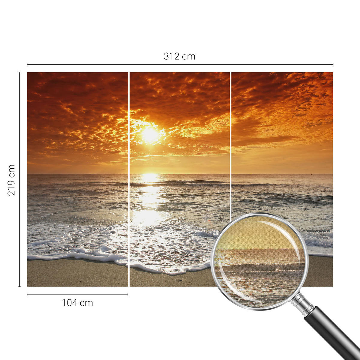 FOTOTAPETE 312x219 cm - Meereswellen - Gelb, Textil (312/219cm) - Wallfluent