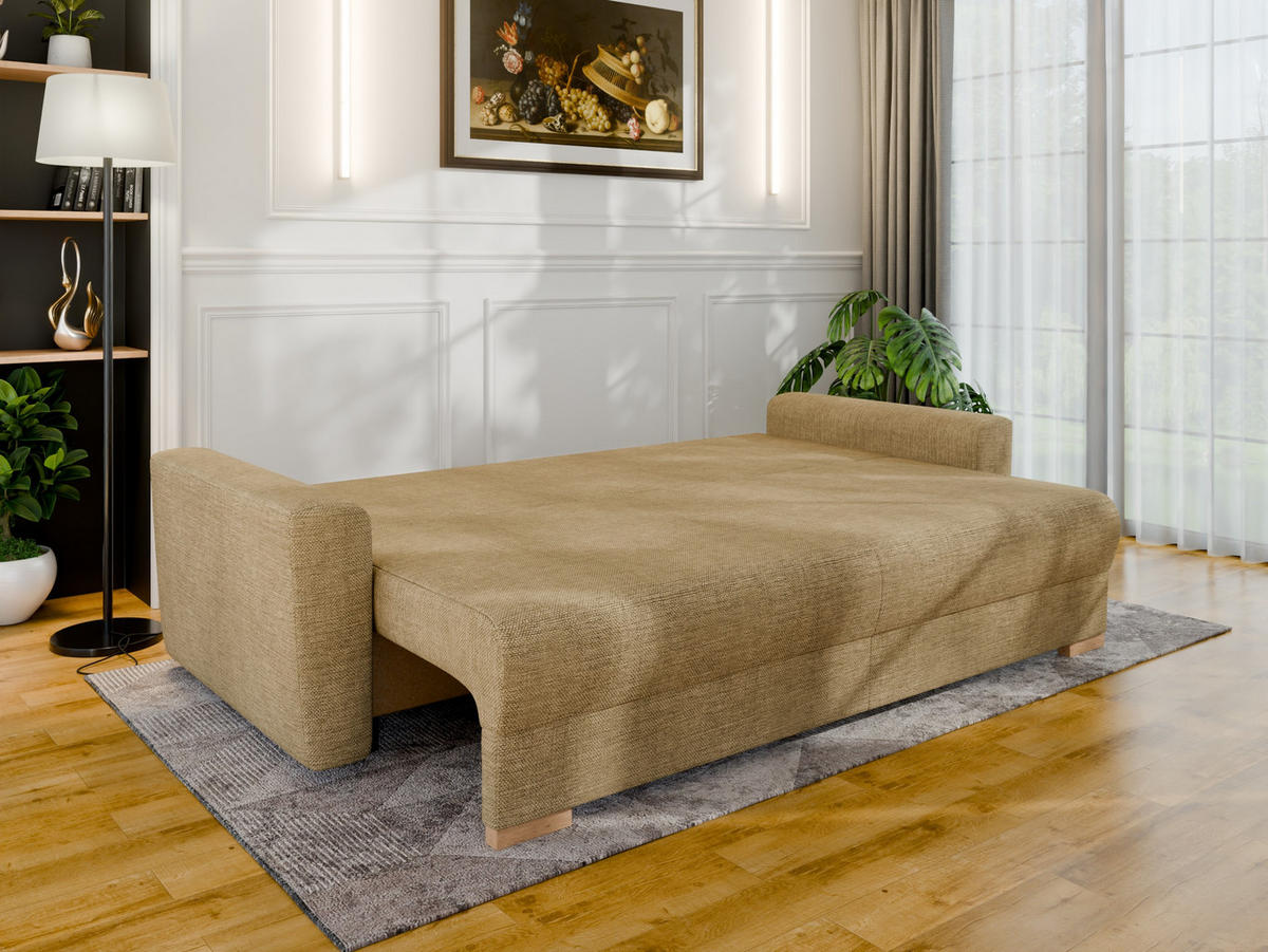 3-SITZER-SCHLAFSOFA ELMA mit Bettfunktion, braun - Braun, Holz (92.5/79/230cm) - Panda Möbel