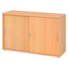 SCHIEBETÜRENSCHRANK - 2 Ordnerhöhen 40/120/74,8 cm in Buchefarben Bogengriff (Metall) - Buchefarben, Holzwerkstoff (120/74.8/40cm) - bümö