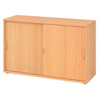 SCHIEBETÜRENSCHRANK - 2 Ordnerhöhen 40/120/74,8 cm in Buchefarben Bogengriff (Metall) - Buchefarben, Holzwerkstoff (120/74.8/40cm) - bümö