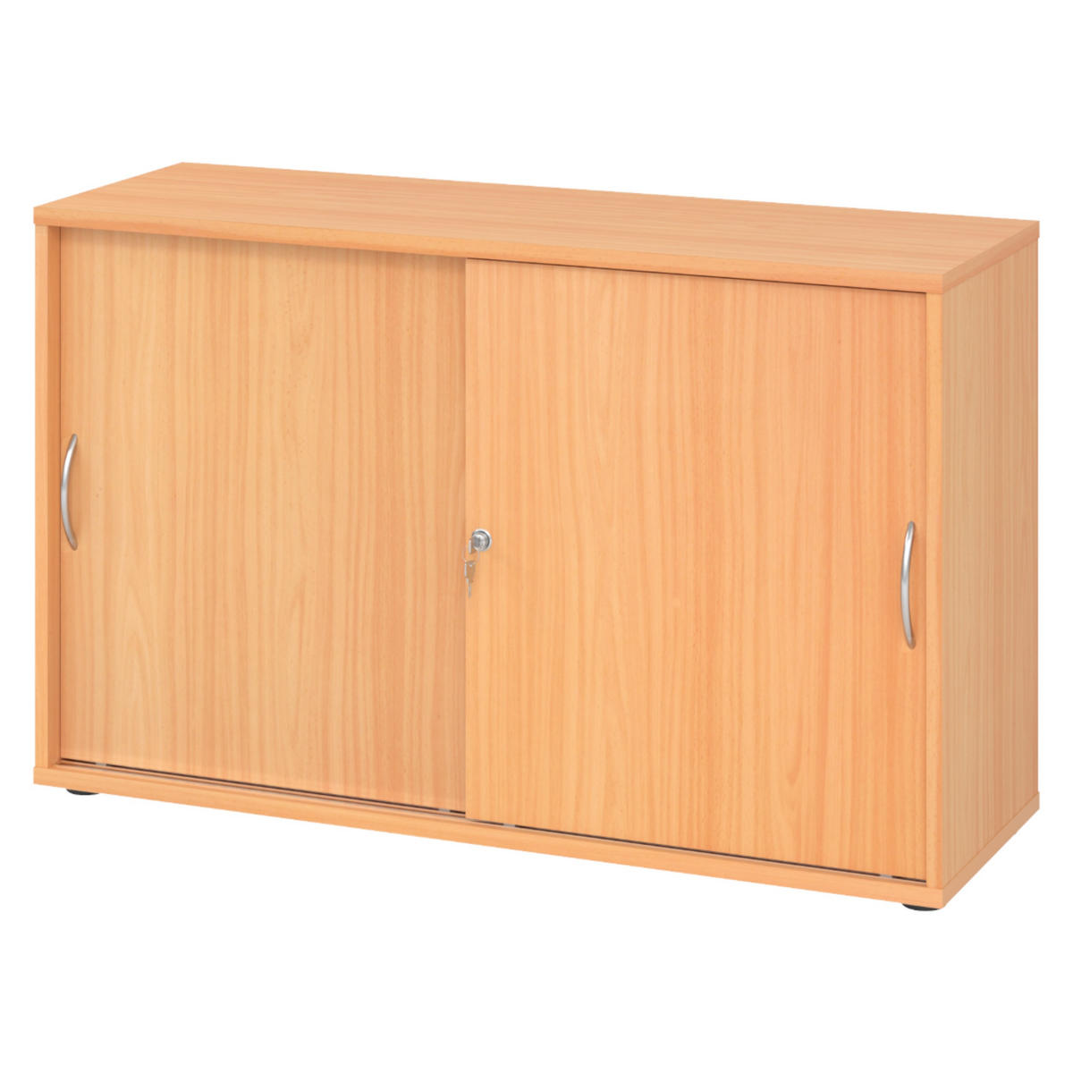 SCHIEBETÜRENSCHRANK - 2 Ordnerhöhen 40/120/74,8 cm in Buchefarben Bogengriff (Metall) - Buchefarben, Holzwerkstoff (120/74.8/40cm) - bümö